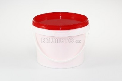 Kbelík PP 500ml/108,5x78,5mm  s pojistkou/ouškem bílý + víčko červené