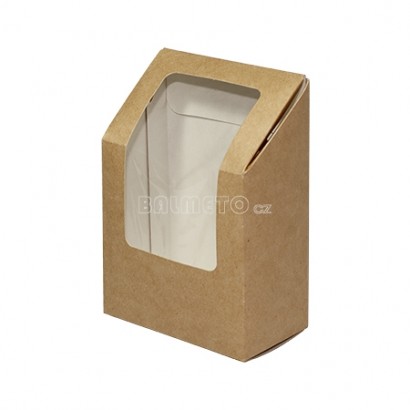 Krabička s okénkem PAP 90x50/130mm hnědá na tortilu ECO ROLL