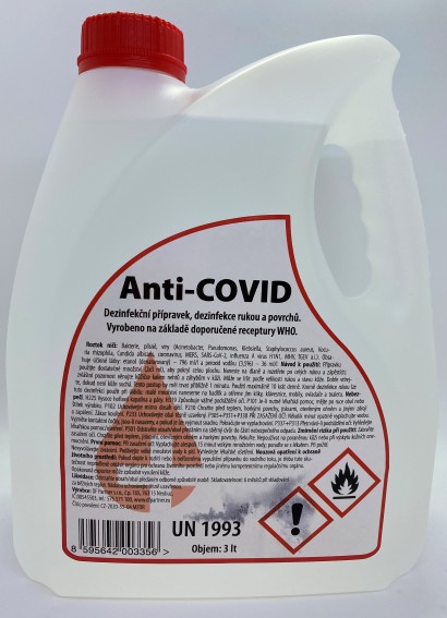 Anti-COVID dezinfekce bezoplachová 3L