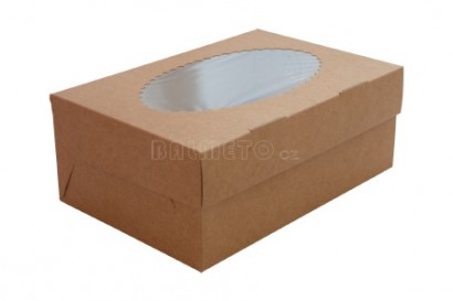 Krabička s okénkem PAP 250x100/100mm hnědá na 3 muffiny
