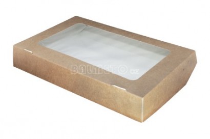Krabička s okénkem PAP 100x80/40mm hnědobílá