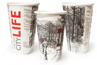 Kelímek na teplé nápoje PAP 400ml /90mm  Big City