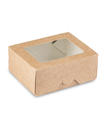Krabička s okénkem PAP 100x80/30mm hnědobílá CASE 300