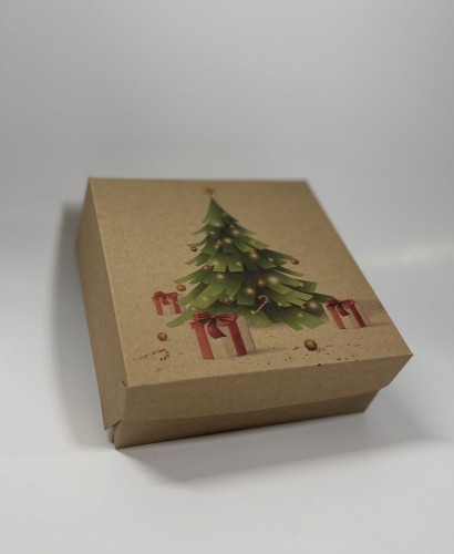 Krabice dortová PAP 22x22/9cm kraft STROMEČEK 10ks